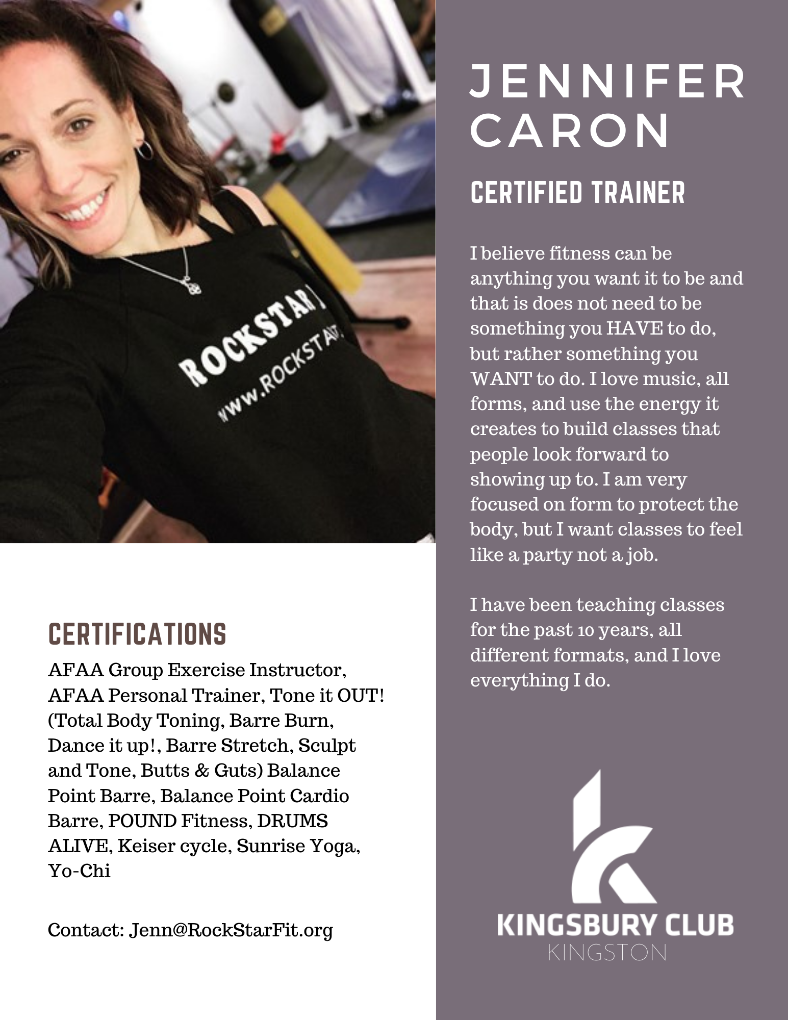 Jennifer Caron Fitness Instructor