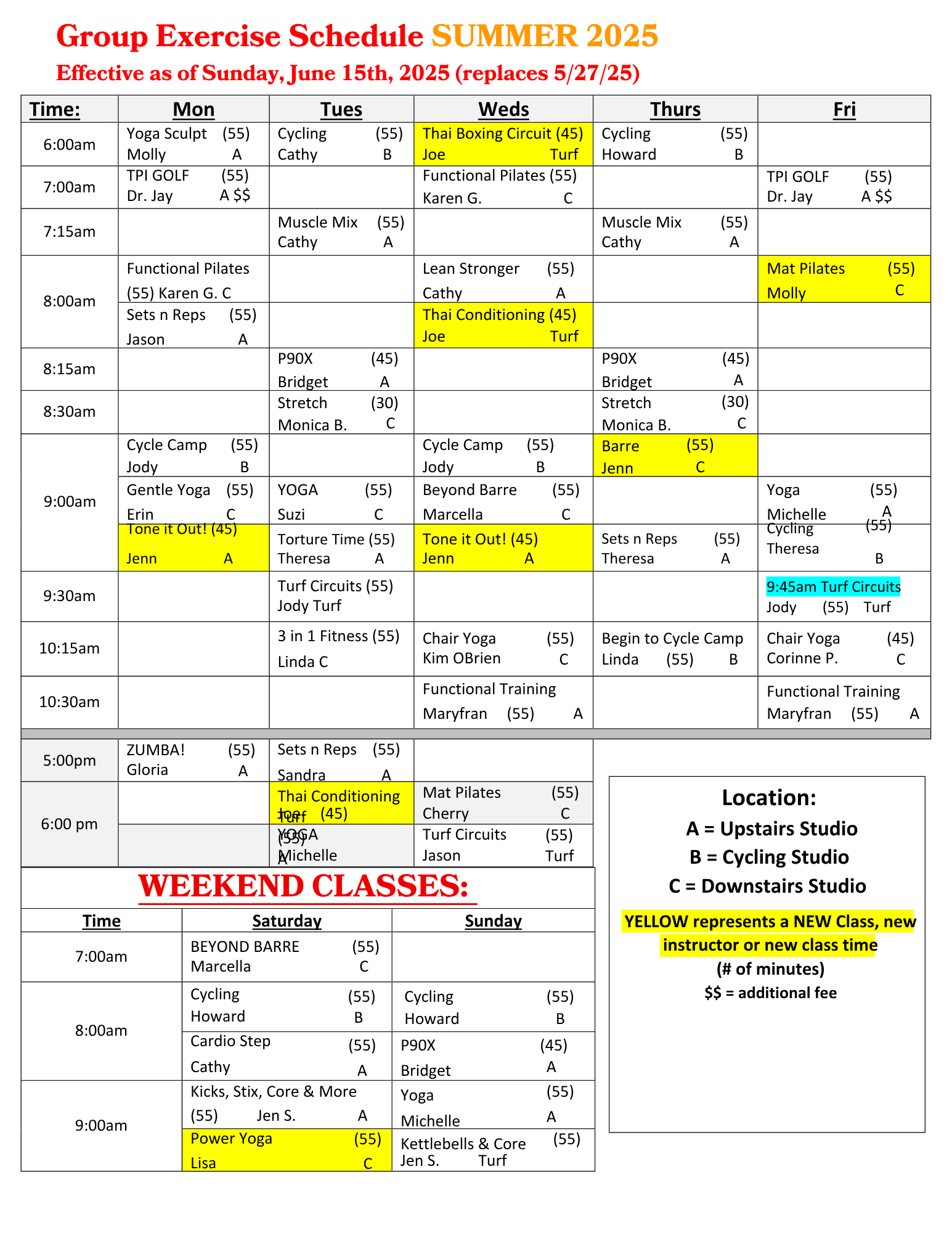 Group Fitness Schedule